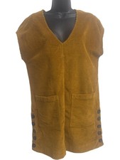 Madewell Corduroy Dress Women's XS Mustard Color Pocketed Short Sleeve