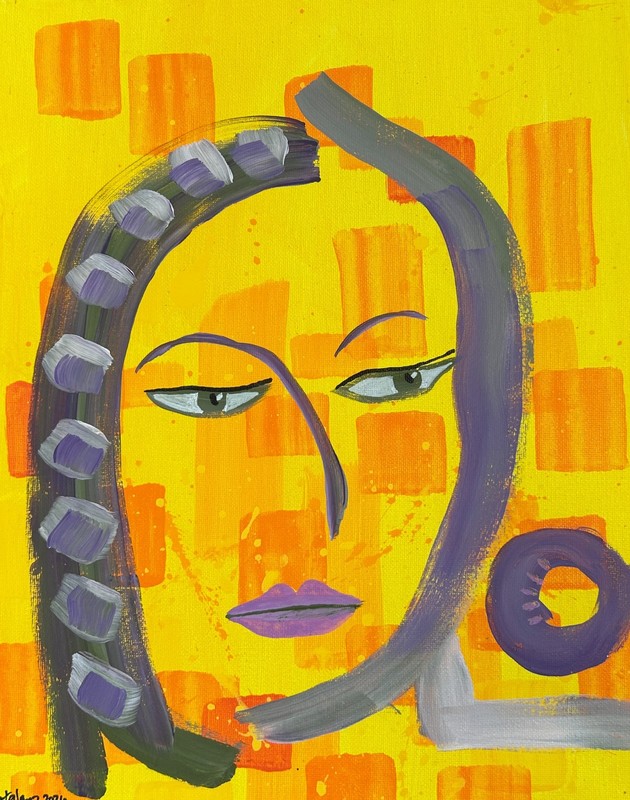 11x14 CANVAS FACE PAINTING Modern Abstract Face Expressionism Acrylic Art WOMEN