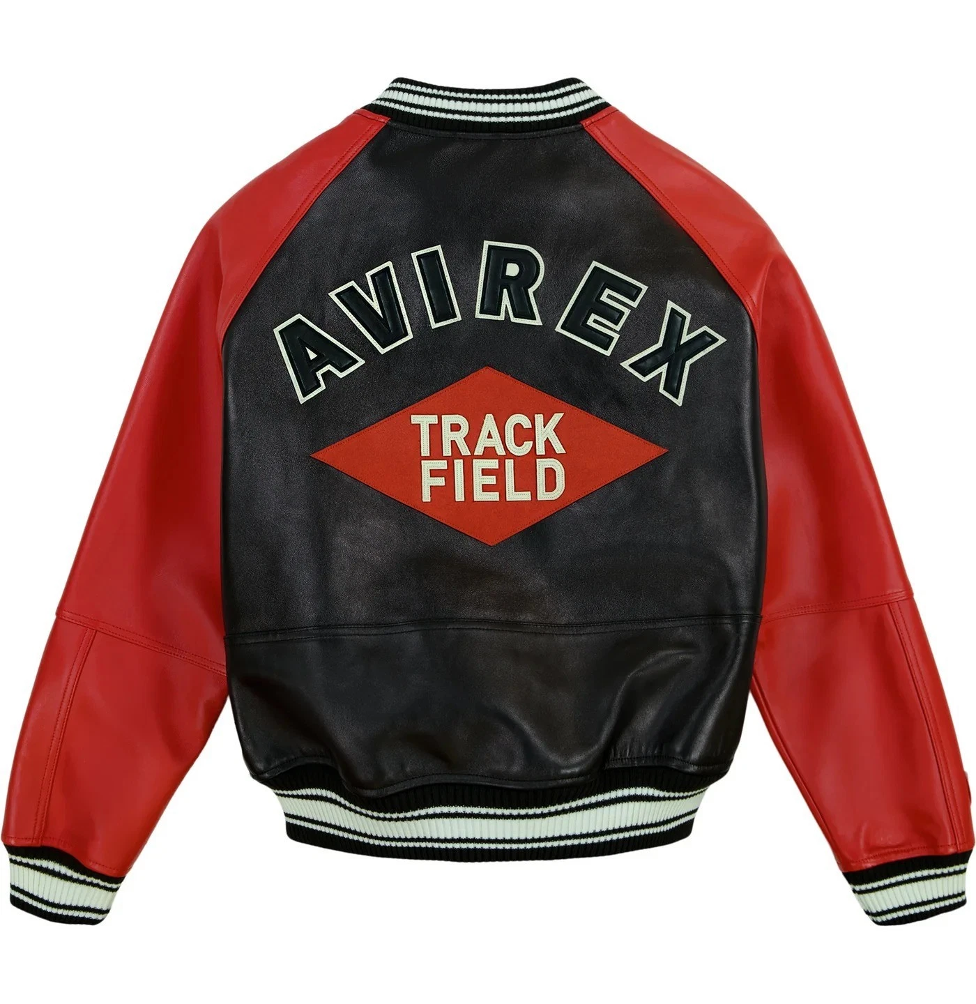 Men’s Avirex USA Style Track Field Genuine Cowhide Leather Bomber Varsity Jacket