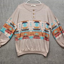 Lovely J Women's Small Aztec Southwestern Pullover Sweatshirt Boho USA Made