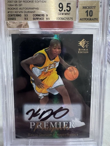 Kevin Durant 2007-08 Upper Deck UD SP Rookie Edition BGS 9.5 GEM MINT AUTO 10