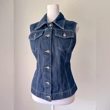 Vintage ‘90s D’Mode Classix Dark Denim Collared Sleeveless Button Down Vest