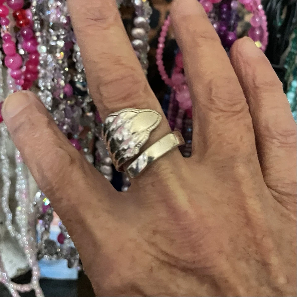 Ring aus einem Silber-Löffel eingst. Gr. 59/60 Handarbeit neuwertig