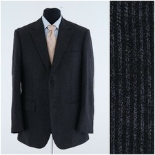 Mens Wool Cashmere Blazer 42R UK Size WERTHER Black Striped Sport Coat Jacket