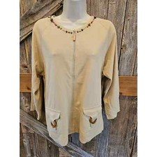 Onque casuals Size XL beaded collar zip up shaket front pocket