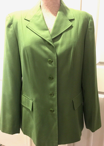 Women’s ISAAC MIZRAHI Spring Green Blazer Jacket Size 12 Classic Wool - Picture 3 of 6