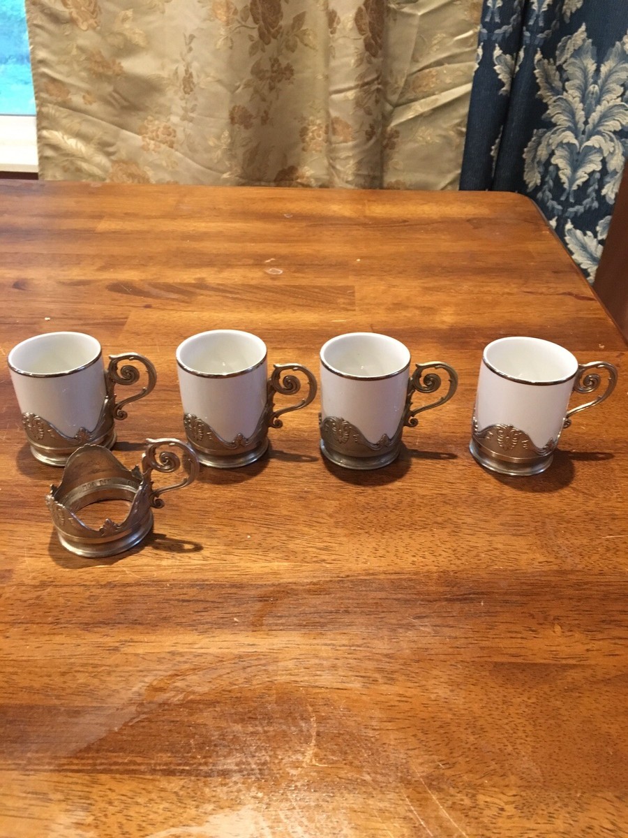 Set Of 4 Monopoli Demitasse Cup & MOD AB DEP 800 Italy Metal Set Of 4 Monopoli Demitasse Cup & MOD AB DEP 800 Italy Metal
