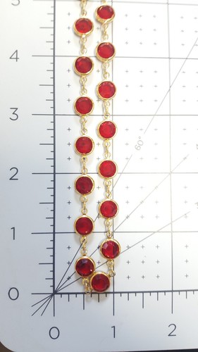 Austria Red Crystal Gold Bezel Set Necklace 36" Unsigned Vintage Long Strand - Picture 8 of 9