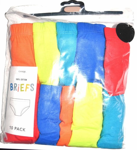 Boys Briefs George 10 Pack 100% Cotton Underwear Kids Pants Ages 18M to 10 Years - Picture 4 of 4