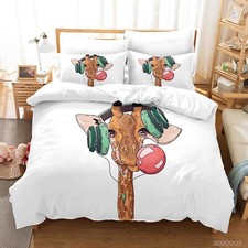 3D Giraffe Headset Round Quilt Cover Set Duvet Cover Bedding Pillowcases 1790