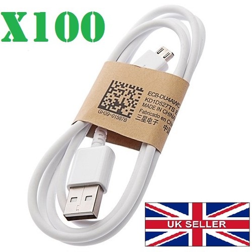 Cargador de cable de sincronización de datos micro USB a granel Joblot se adapta a Samsung Nokia blanco - Imagen 1 de 2