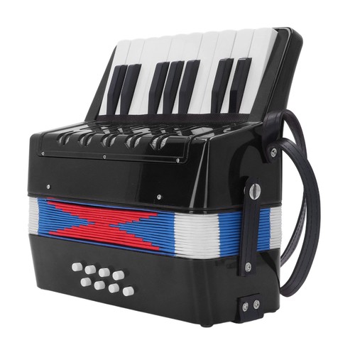 (Nero) 17 Tasti 8 Basso Piano Fisarmonica Portatile Strumento Fisarmonica con - Foto 11 di 24