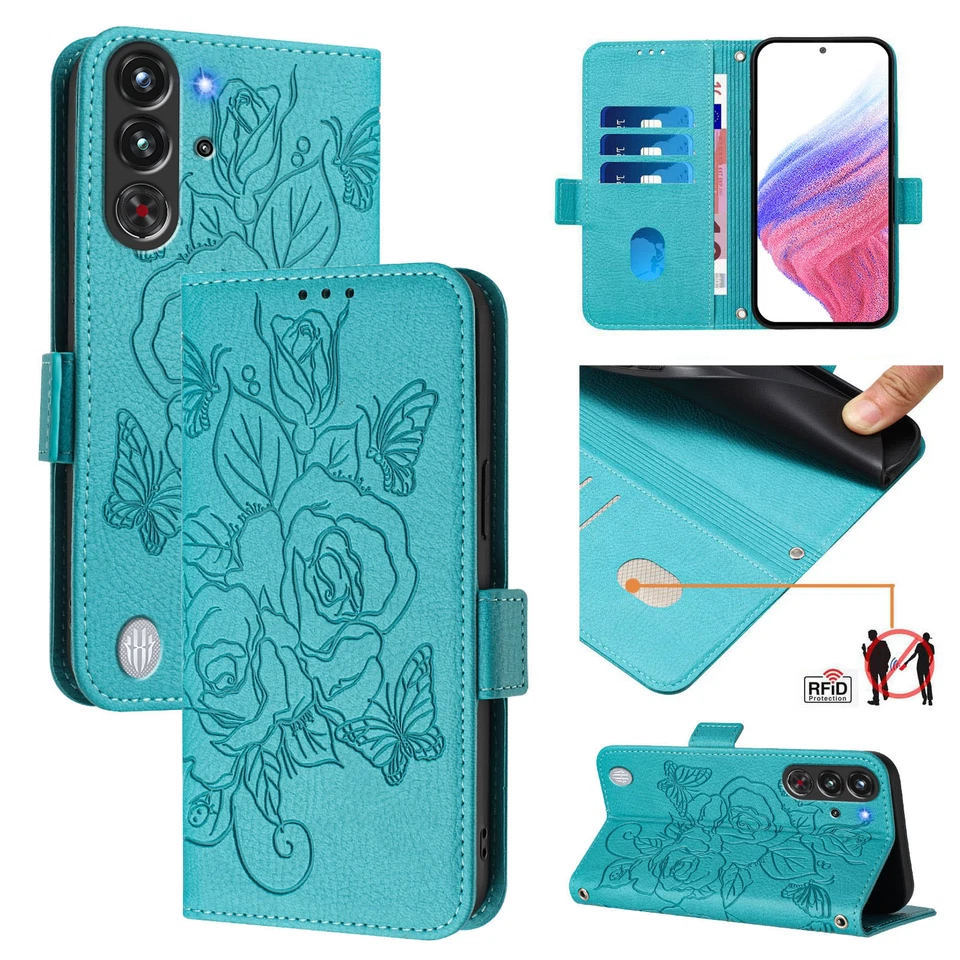 For ZTE nubia Red Magic 10 Pro+, Fashion Flowers Leather Wallet Stand Case Cover - Image 3 of 4