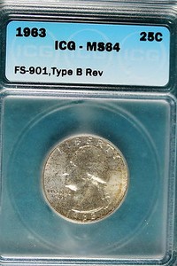 1963 P ICG MS64 FS-901, Type B Rev Washington Quarter!! #B6013