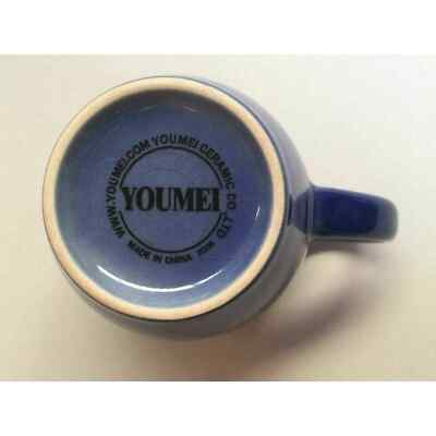 Art Pottery Blue Brown Coffee Mug & Saucer Glossy Crackle  display picture 1