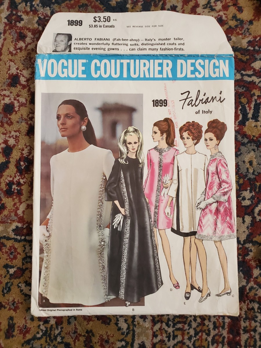 Vintage 60s Vogue Couturier Design Fabiani of Italy Pattern 1899