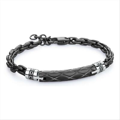 Bracciale Brosway Uomo Cheyenne BCY20 Acciaio Piastrina PVD Nero Logato