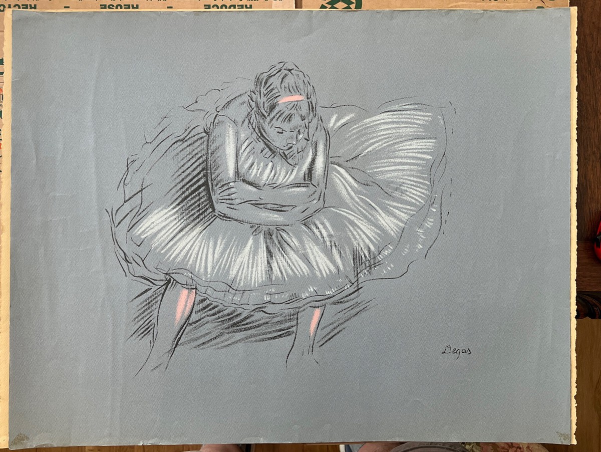 Edgar Degas Silkscreen Print of Pastel Ballerina Drawing 26