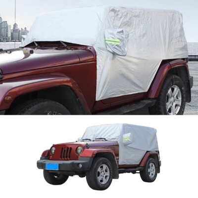 Silver For Jeep Wrangler JK JL 07-23 Cab Car Cover Waterproof 2 Door Accessories