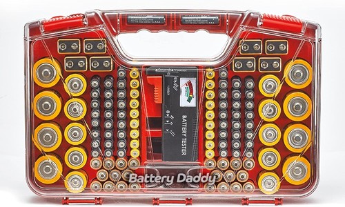 Battery Organizer Storage Case with Tester, Stores Batteries, Lock Lid up to 180 - Picture 6 of 10