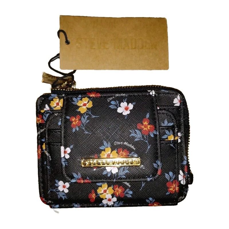 🌺 Steve Madden Floral Card Case Coin Zip Wallet New NWT ID Window Flower