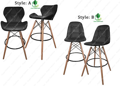 Cuero PU Cocina Desayuno Taburetes Asiento Acolchado Con Patas De