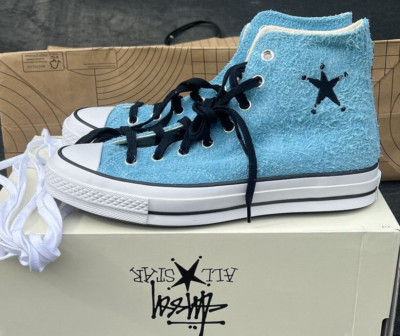 Converse x Stüssy Chuck 70 Hi Mens 8.5 Womens 10.5 NEW Stussy Sky Blue