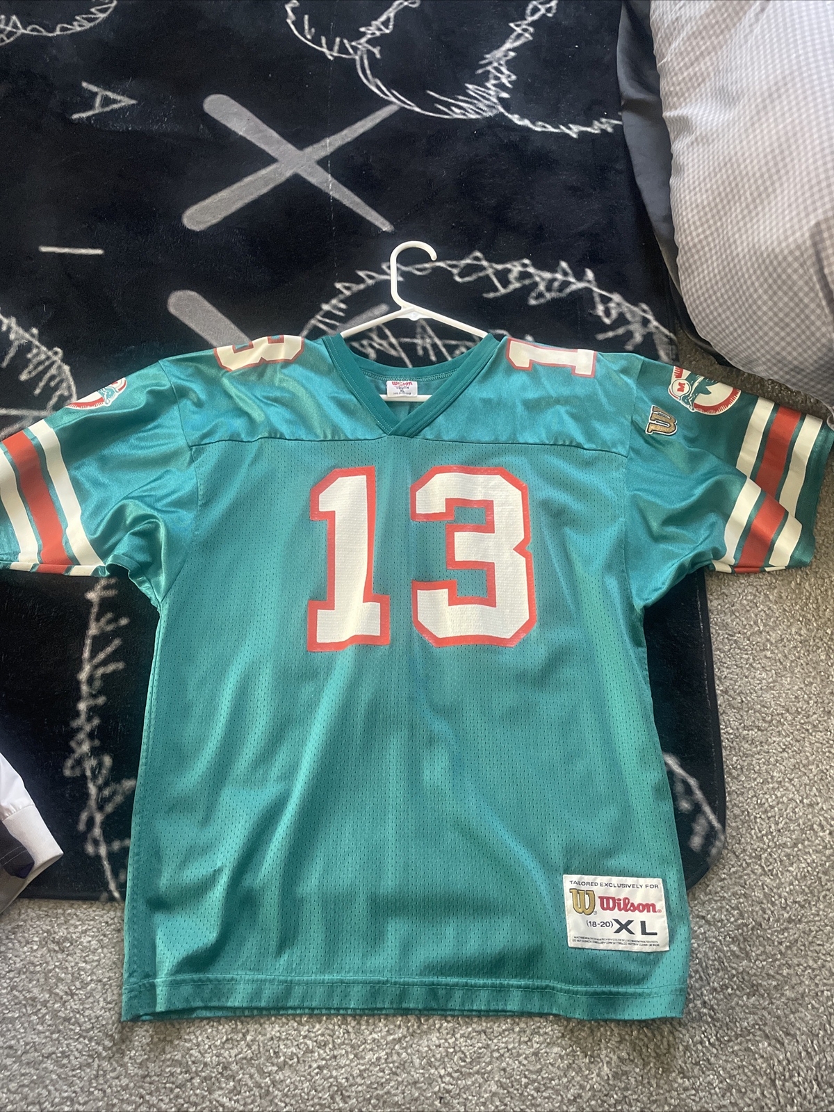 Vintage Wilson NFL Miami Dolphins Dan Marino Jersey SIZE YOUTH XL MADE