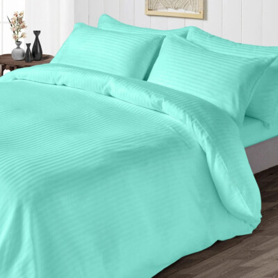 Duvet Collection 1000 TC OR 1200 TC 100% Cotton Aqua Blue Stripe Choose Item