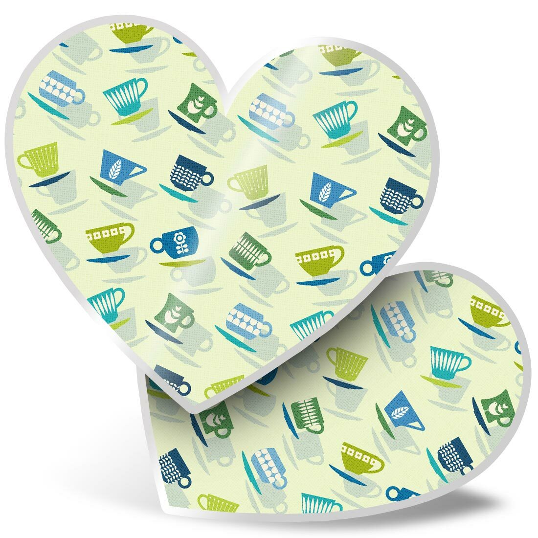 2 x Heart Stickers 15 cm - Cup and Saucer Tea Coffee #12906