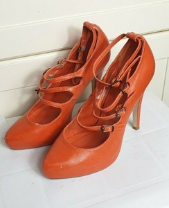 orange mary jane shoes
