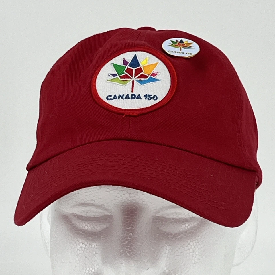 Canada 150 Hat - GGS 150th Anniversary Red StrapBack Baseball Cap EUC w/ Hat Pin - Image 3 of 4
