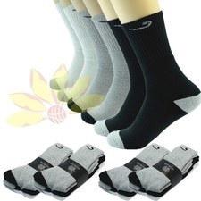 Gray Black White 12 Pairs Crew Men Sport Socks Cotton Mid Calf High Size 9-13
