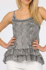 Embellished Spaghetti Strap Gray Camisole