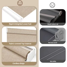 Changshade CUSTOM CUT Blackout Cordless Window Blinds Roller Shades Curtains