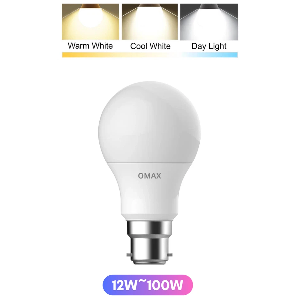 12W LED B22 GLS Energy saving A+ 100W Bayonet Light Bulbs Warm Cool Day White - Image 2 of 4