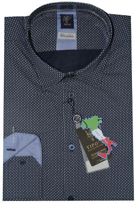 CAMICIA UOMO manica lunga slim M L XL XXL XXXL MADE ITALY fantasia