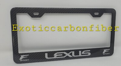Lexus F Sport Silver Text and Logo's  Carbon Fiber License Plate Frame 2 Hole