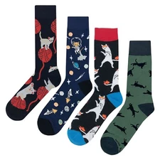 NWT Cat #2 Dress Socks 4 Pack Novelty Men 8-12 Crazy Fun Sockfly