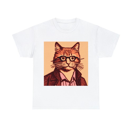 Vintage Style Cat Art T Shirt Unisex Heavy Cotton Tee Pet Lover Hipster NEW - Picture 2 of 25