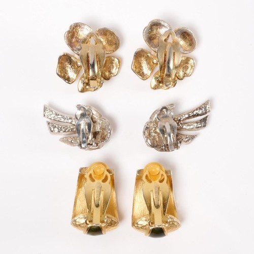 Erwin Pearl Carolee Silver Tone Gold Tone Vtg Mixed Clip On Earring Lot 3 Pairs - Picture 5 of 7