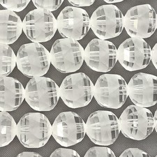 Etched Striped Clear 12mm Round Ball Chinese Crystal Glass Beads Q1 Strand