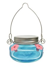 Glass Mason Jar Hummingbird Feeder 6 oz, Teal