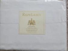 NEW Vtg RALPH LAUREN Avenue Hemstitch White linen/cotton King Size Flat Sheet