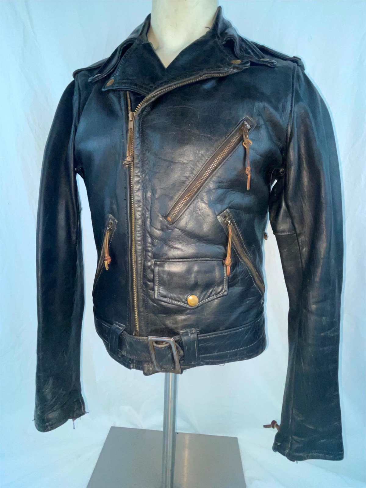 GIACCA VINTAGE ANNI 50 60 UOMO SM GRIGIO PELLE DI CAVALLO PONY MOTO BIKER HARLEY