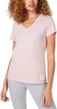 Calvin Klein Performance Sz XS Logo Patch V-Neck Short Sleeve T-Shirt Top Pink