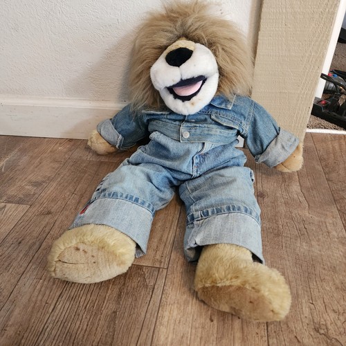Macy's Bullocks Rowland Lion Hand Puppet Plush w/ Denim Jacket 1994 24” - Picture 1 of 8
