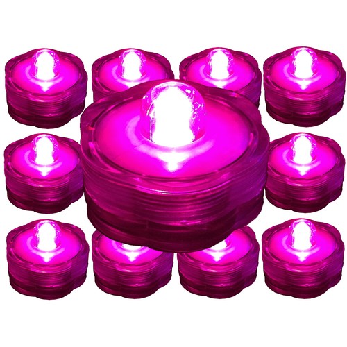 Submersible Waterproof Battery LED Tea Light ~ PINK ~ 10 Pack Wedding Decoration - Picture 6 of 6