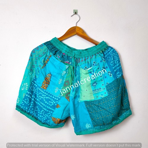 Rayon Cotton Patchwork Shorts - Picture 4 of 6