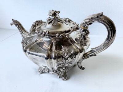 ANTIQUE STERLING SILVER TEAPOT - 1837 by Charles Reilly and George